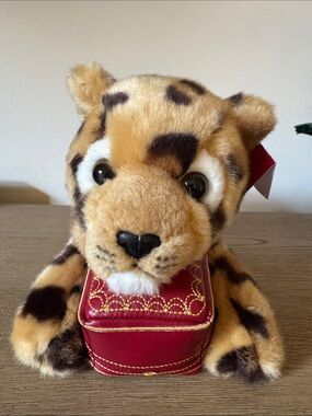 Cartier Rare Plush Leopard in Tan, Brown & Red Accessory